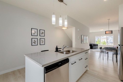 536 Canals Crossing Sw, Airdrie, AB - Indoor Photo Showing Kitchen With Double Sink