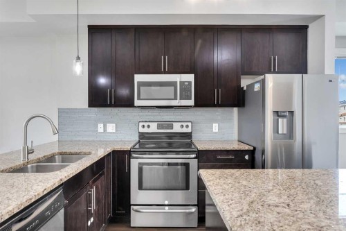 23 Redstone Circle Ne, Calgary, AB - Indoor Photo Showing Kitchen With Double Sink With Upgraded Kitchen