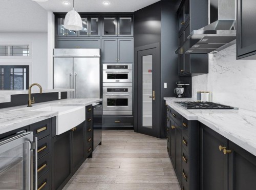 19 Clover Crescent, Beiseker, AB - Indoor Photo Showing Kitchen With Stainless Steel Kitchen With Upgraded Kitchen