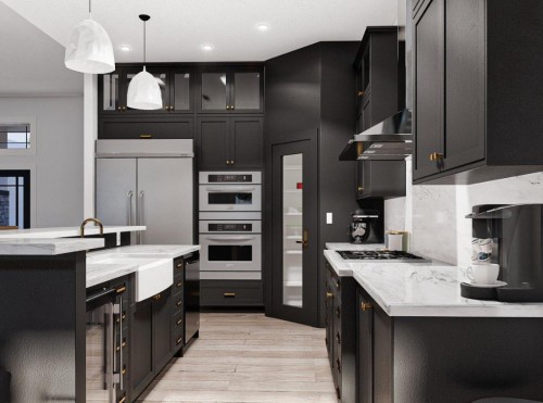 19 Clover Crescent, Beiseker, AB - Indoor Photo Showing Kitchen With Upgraded Kitchen