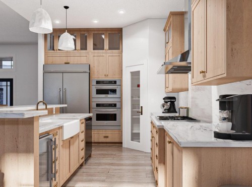 19 Clover Crescent, Beiseker, AB - Indoor Photo Showing Kitchen With Upgraded Kitchen