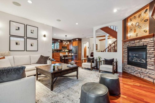 2605 4 Street Ne, Calgary, AB - Indoor Photo Showing Living Room With Fireplace