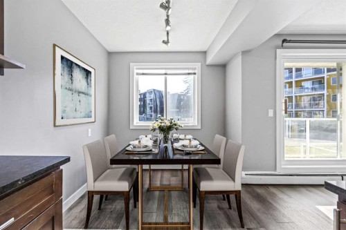 204-4455D Greenview Drive Ne, Calgary, AB - Indoor Photo Showing Dining Room