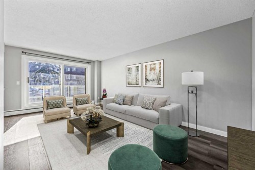 204-4455D Greenview Drive Ne, Calgary, AB - Indoor Photo Showing Living Room