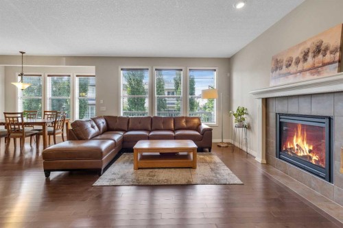 224 Panamount Point Nw, Calgary, AB - Indoor Photo Showing Living Room With Fireplace