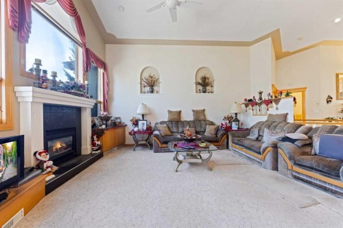 16 Arbour Estates View Nw, Calgary, AB - Indoor Photo Showing Living Room With Fireplace