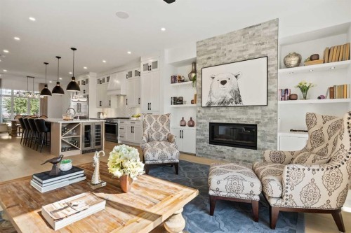 2131 32 Avenue Sw, Calgary, AB - Indoor Photo Showing Living Room With Fireplace