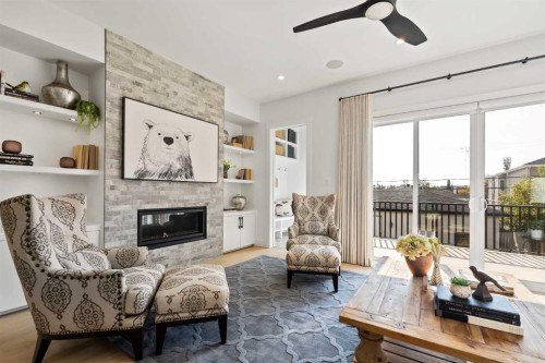 2131 32 Avenue Sw, Calgary, AB - Indoor Photo Showing Living Room With Fireplace