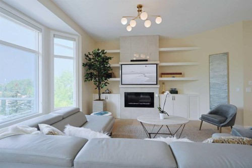 271 Hamptons Terrace Nw, Calgary, AB - Indoor Photo Showing Living Room With Fireplace