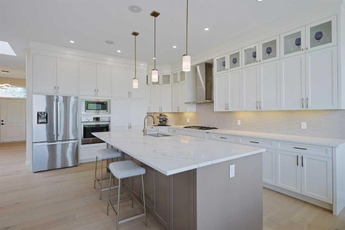 271 Hamptons Terrace Nw, Calgary, AB - Indoor Photo Showing Kitchen With Stainless Steel Kitchen With Upgraded Kitchen
