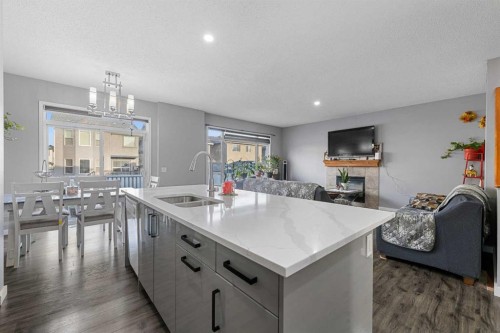 17 Saddlecrest Crescent Ne, Calgary, AB - Indoor Photo Showing Kitchen With Fireplace With Double Sink