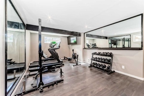 6 Emberside Green, Cochrane, AB - Indoor Photo Showing Gym Room