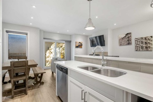 2-530 56 Avenue Sw, Calgary, AB - Indoor Photo Showing Kitchen With Double Sink
