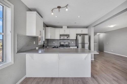 341 Cityscape Court Ne, Calgary, AB - Indoor Photo Showing Kitchen With Stainless Steel Kitchen With Double Sink With Upgraded Kitchen