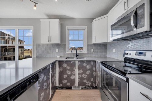 341 Cityscape Court Ne, Calgary, AB - Indoor Photo Showing Kitchen With Stainless Steel Kitchen With Double Sink With Upgraded Kitchen