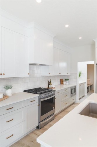 47 Sundown Crescent, Cochrane, AB - Indoor Photo Showing Kitchen With Upgraded Kitchen