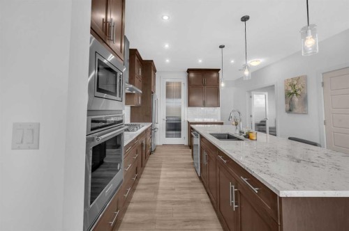95 Redstone Heights Ne, Calgary, AB - Indoor Photo Showing Kitchen With Double Sink With Upgraded Kitchen