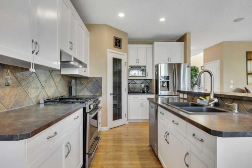 119 Valley Stream Circle Nw, Calgary, AB - Indoor Photo Showing Kitchen With Stainless Steel Kitchen With Double Sink With Upgraded Kitchen