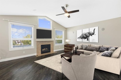 59 Panorama Hills Road Nw, Calgary, AB - Indoor Photo Showing Living Room With Fireplace