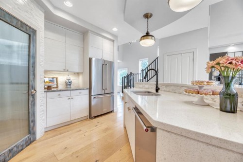 47 Cranleigh Green Se, Calgary, AB - Indoor Photo Showing Kitchen With Double Sink With Upgraded Kitchen