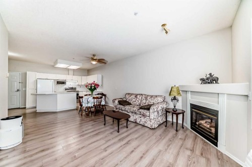 112-2850 51 Street Sw, Calgary, AB - Indoor Photo Showing Living Room With Fireplace