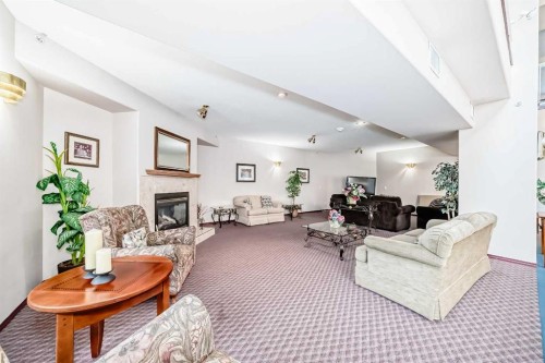 112-2850 51 Street Sw, Calgary, AB - Indoor Photo Showing Living Room With Fireplace