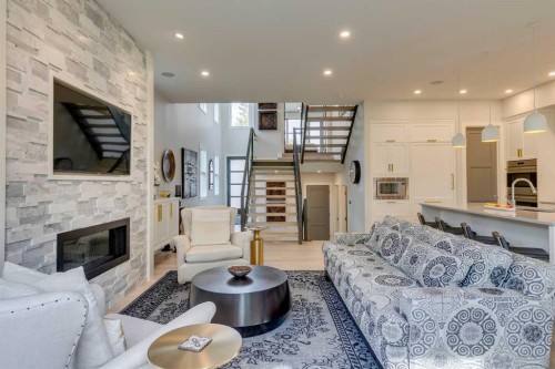 1827 22 Avenue Sw, Calgary, AB - Indoor Photo Showing Living Room With Fireplace