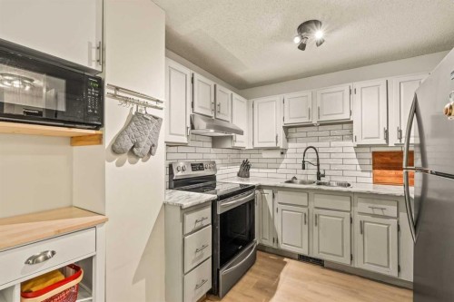109-200 Three Sisters Drive, Canmore, AB - Indoor Photo Showing Kitchen With Stainless Steel Kitchen With Double Sink With Upgraded Kitchen