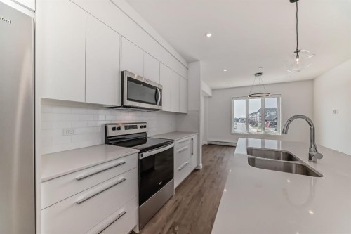 1405-60 Skyview Ranch Road Ne, Calgary, AB - Indoor Photo Showing Kitchen With Stainless Steel Kitchen With Double Sink With Upgraded Kitchen