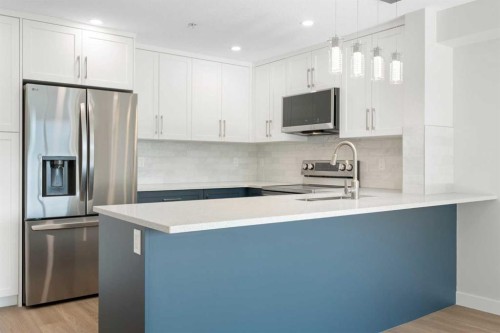 1204-4975 130 Avenue Se, Calgary, AB - Indoor Photo Showing Kitchen With Stainless Steel Kitchen With Upgraded Kitchen