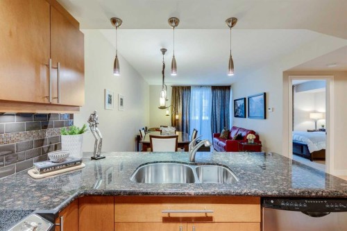 206-817 15 Avenue Sw, Calgary, AB - Indoor Photo Showing Kitchen With Double Sink
