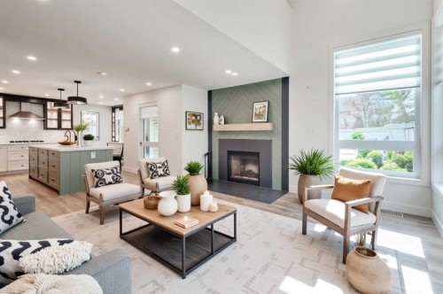 17 Millrise Lane Sw, Calgary, AB - Indoor Photo Showing Living Room With Fireplace