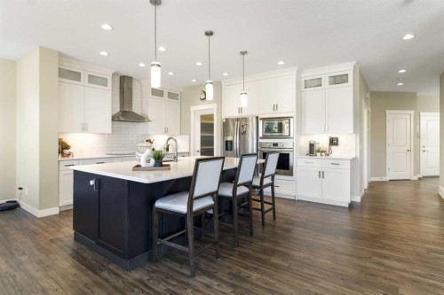 33 Silverado Crest Bay Sw, Calgary, AB - Indoor Photo Showing Kitchen With Upgraded Kitchen