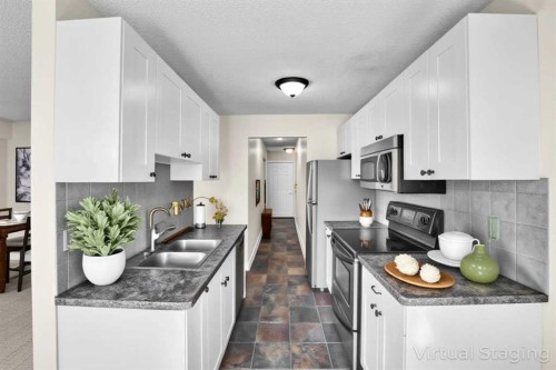 402-409 1 Avenue Ne, Calgary, AB - Indoor Photo Showing Kitchen With Double Sink