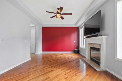 2938 Chinook Winds Drive Sw, Airdrie, AB - Indoor With Fireplace