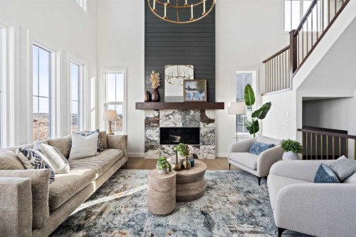 86 Cimarron Estates Drive, Okotoks, AB - Indoor Photo Showing Living Room With Fireplace