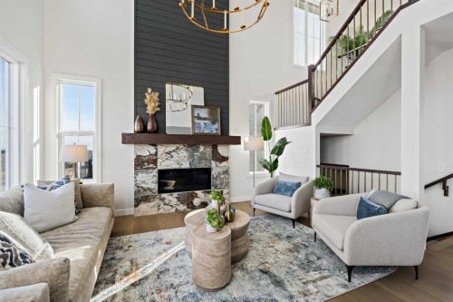 86 Cimarron Estates Drive, Okotoks, AB - Indoor Photo Showing Living Room With Fireplace
