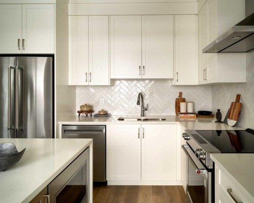 1001-60 Howse Lane Ne, Calgary, AB - Indoor Photo Showing Kitchen With Double Sink