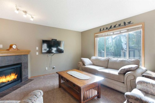 196 Brightondale Close Se, Calgary, AB - Indoor Photo Showing Living Room With Fireplace