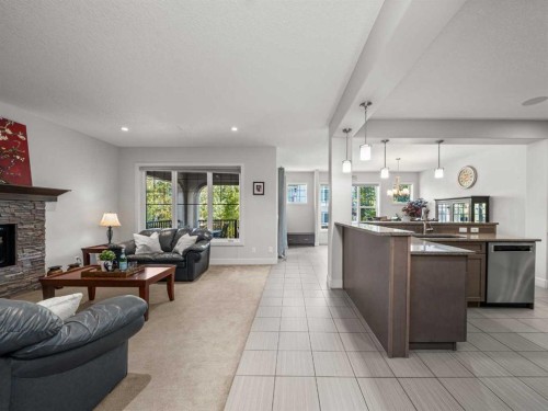 95 Mahogany Manor Se, Calgary, AB - Indoor Photo Showing Living Room With Fireplace