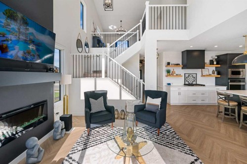 159 Brander Avenue, Langdon, AB - Indoor With Fireplace