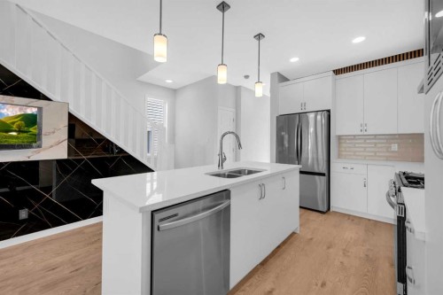 61 Savanna Place Ne, Calgary, AB - Indoor Photo Showing Kitchen With Stainless Steel Kitchen With Double Sink With Upgraded Kitchen