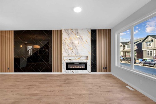 61 Savanna Place Ne, Calgary, AB - Indoor With Fireplace