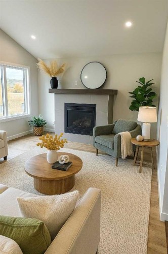 679 Anderson Close Nw, Diamond Valley, AB - Indoor Photo Showing Living Room With Fireplace