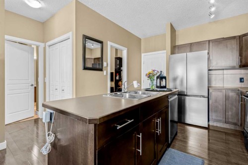 306-10 Panatella Road Nw, Calgary, AB - Indoor Photo Showing Kitchen With Double Sink
