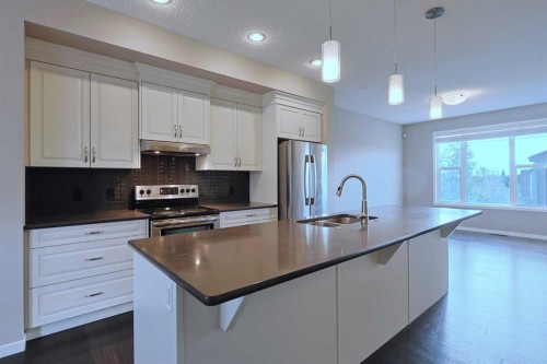 185 Panatella Square Nw, Calgary, AB - Indoor Photo Showing Kitchen With Stainless Steel Kitchen With Double Sink With Upgraded Kitchen