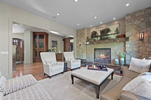 31 Spring Valley Heights Sw, Calgary, AB - Indoor Photo Showing Living Room With Fireplace