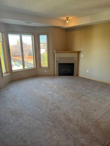 203-15 Everstone Drive Sw, Calgary, AB - Indoor Photo Showing Living Room With Fireplace