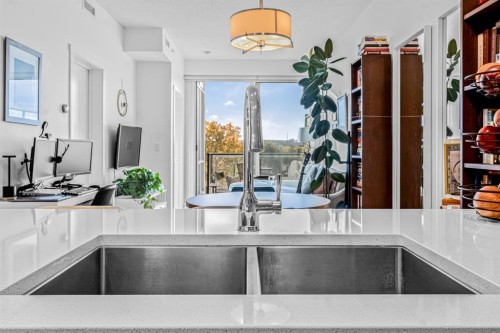 607-301 10 Street Nw, Calgary, AB - Indoor Photo Showing Kitchen With Double Sink