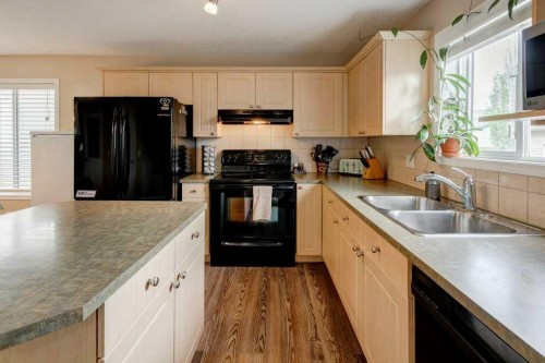 14 Everglen Manor Sw, Calgary, AB - Indoor Photo Showing Kitchen With Double Sink